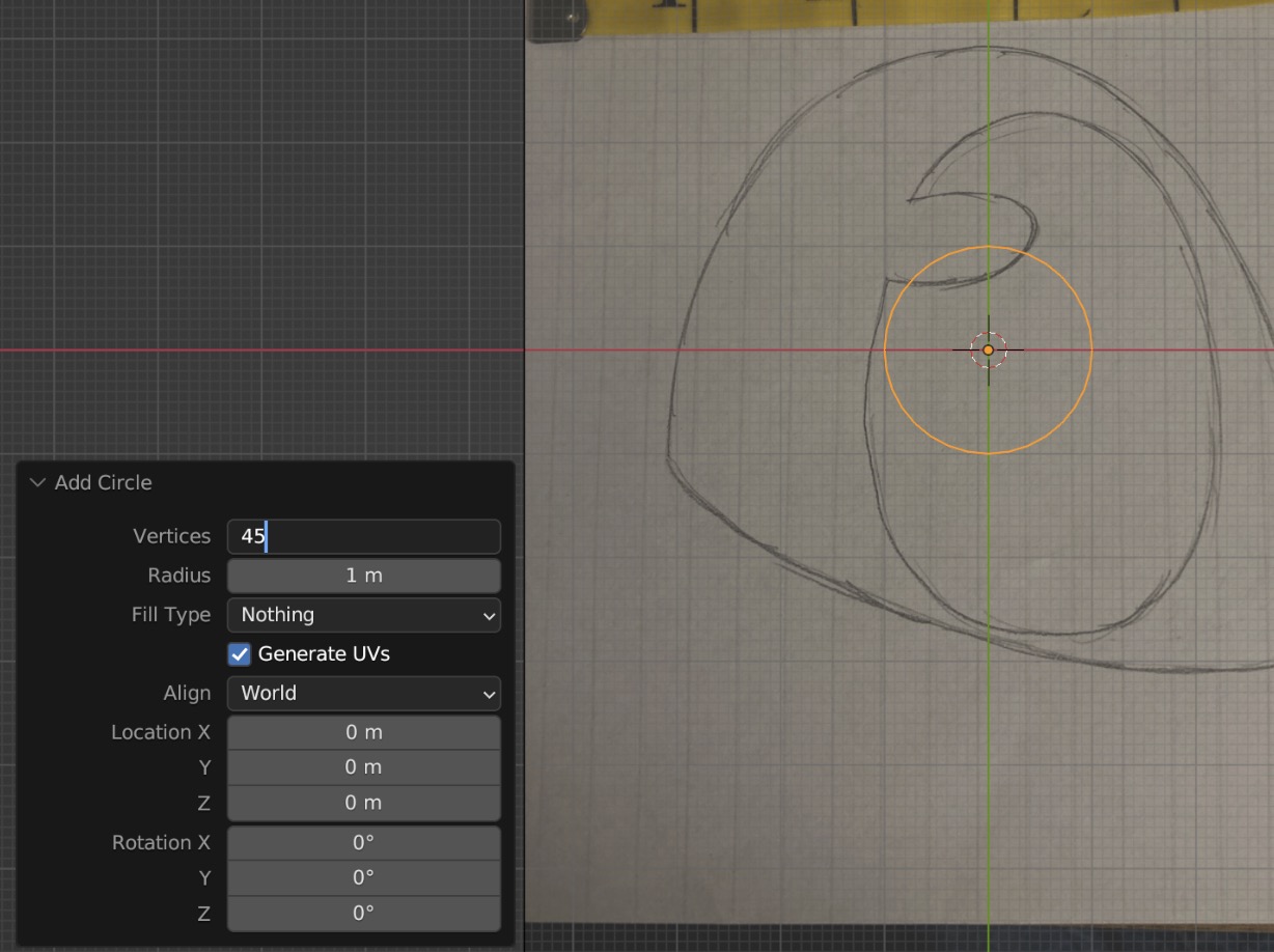 Ein Kreis wird in Blender eingefügt