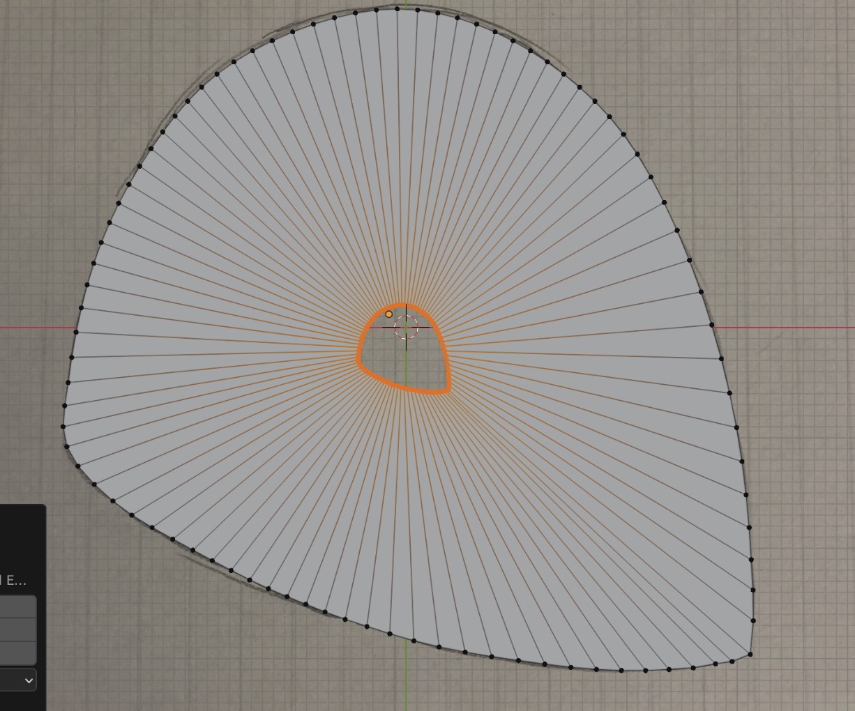 Alle Vertices wurden extrudiert, die neuen Punkte sind jedoch innerhalb des Auges verkleinert