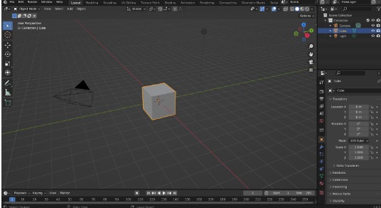 Blender direkt nach dem Öffnen