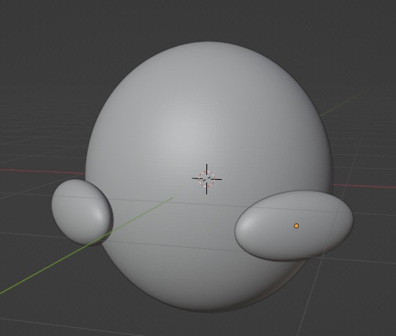 Sphere mit zwei länglichen, gespiegelten und kleineren Spheres an beiden Seiten