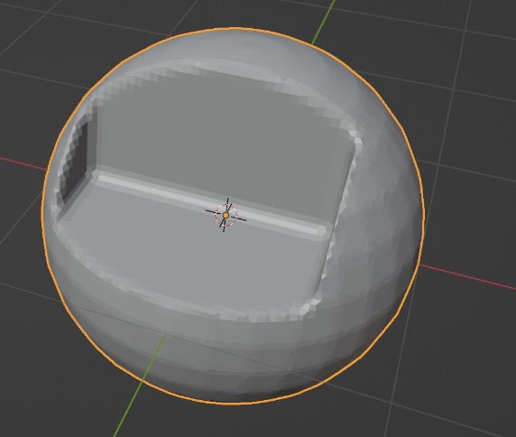 Dieselbe Sphere mit Boolean, nun dank Remesh mit glatteren Kanten