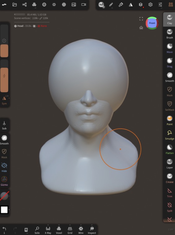 Mannequin-Kopf mit einer unpositionierten Sphere