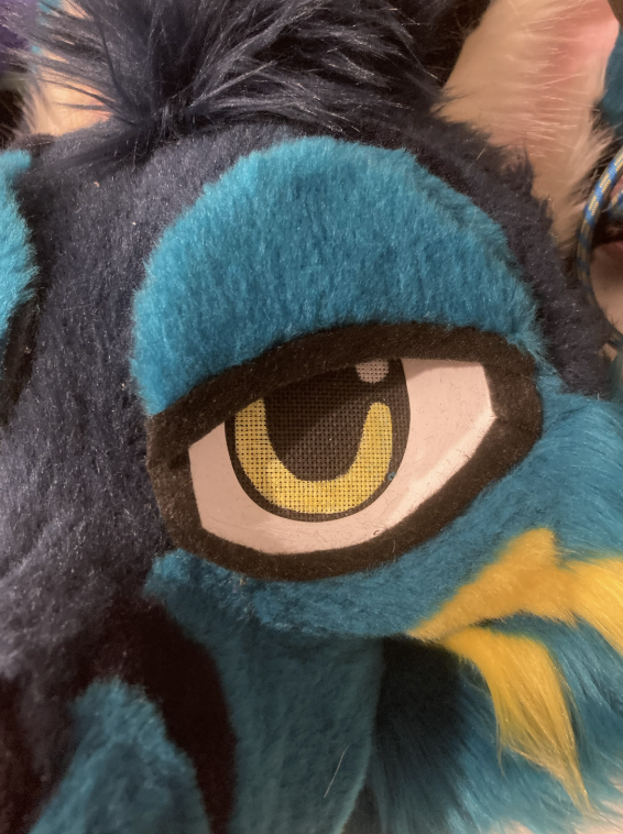 Fertiges Augenlid auf dem Fursuit-Kopf